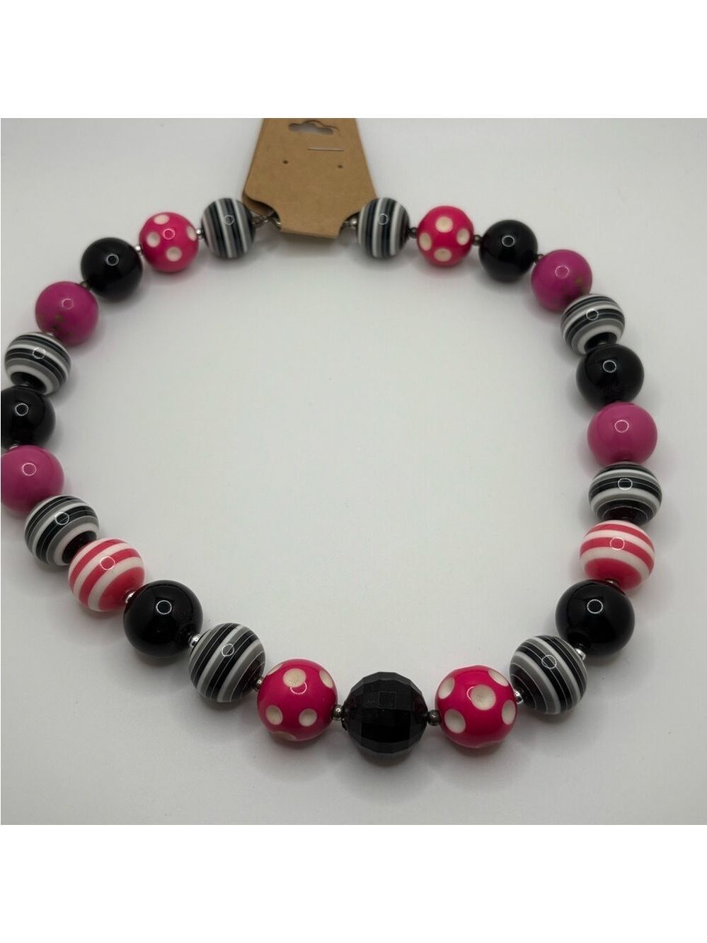 Pink Black Beaded Necklace